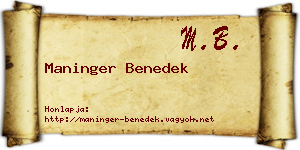 Maninger Benedek névjegykártya